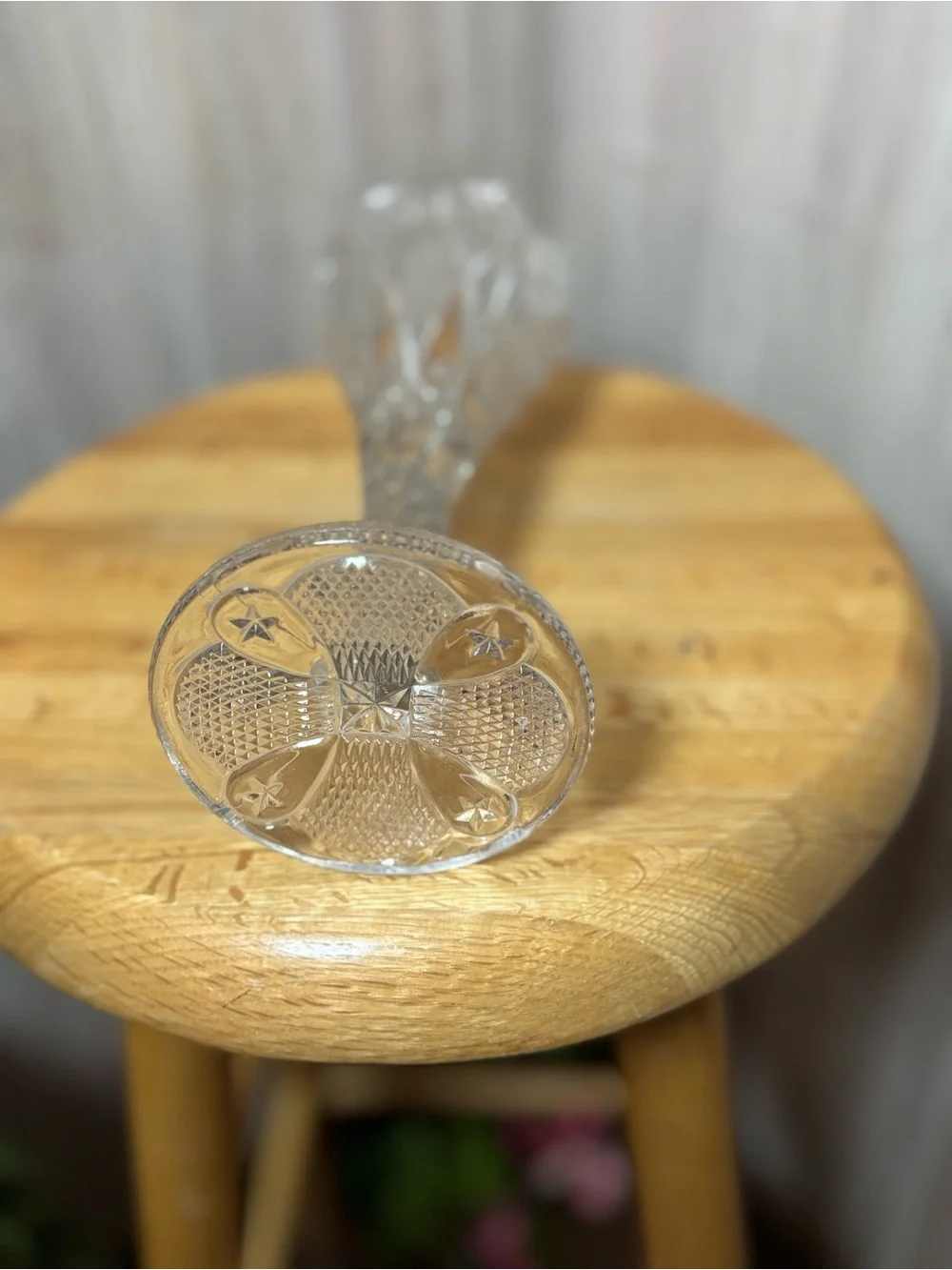 Antique 1910 McKee Fentec Clear Pressed Glass Chalice Vase EAPG Home Decor